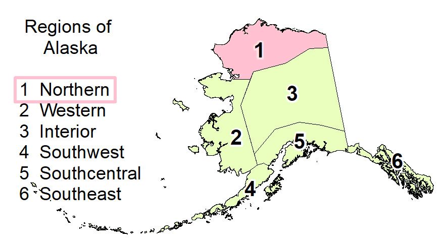 Alaska map showing northern Alaska
