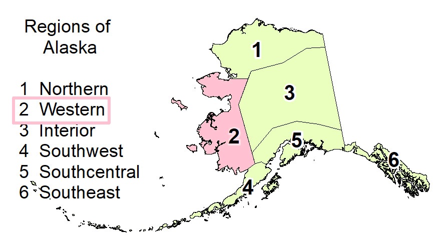 Alaska map showing western Alaska